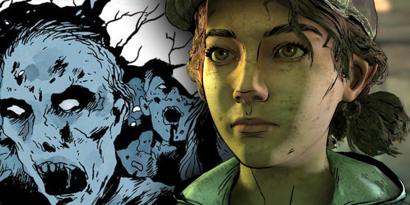 walking dead's clementine with frozen zombies