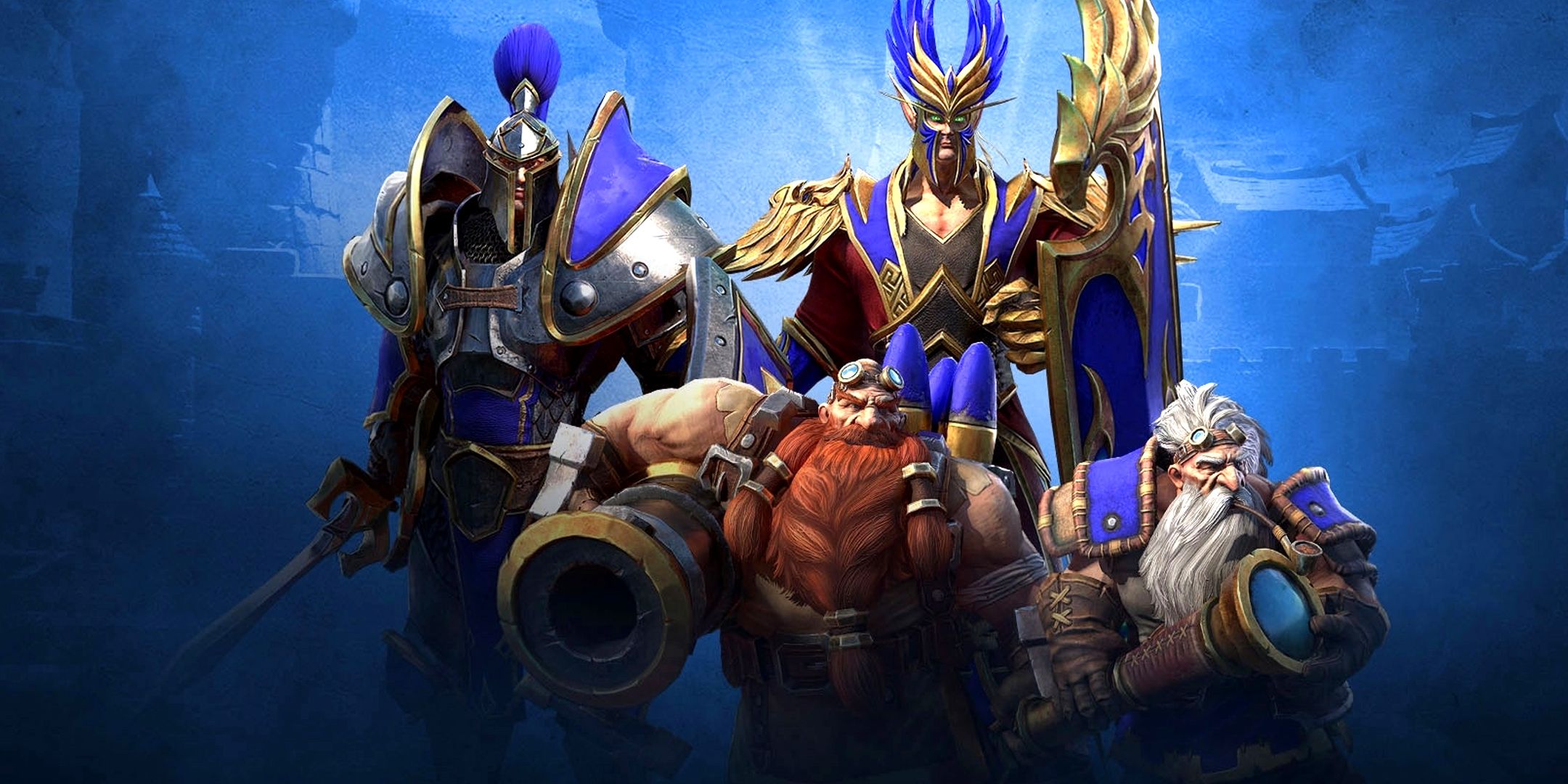 Warcraft 3 Reforged Characters on a blue background.