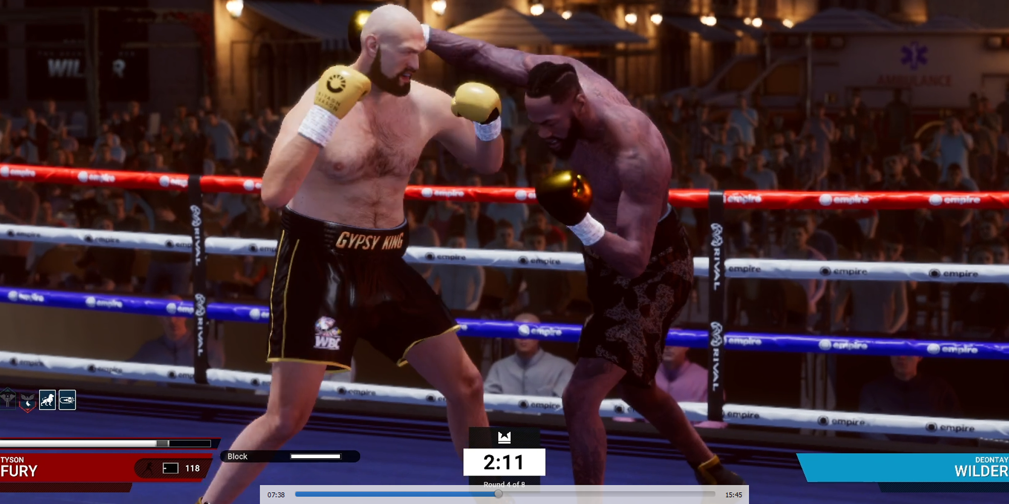 Wilder vs Tyson Fury in Undisputed boxing game. 