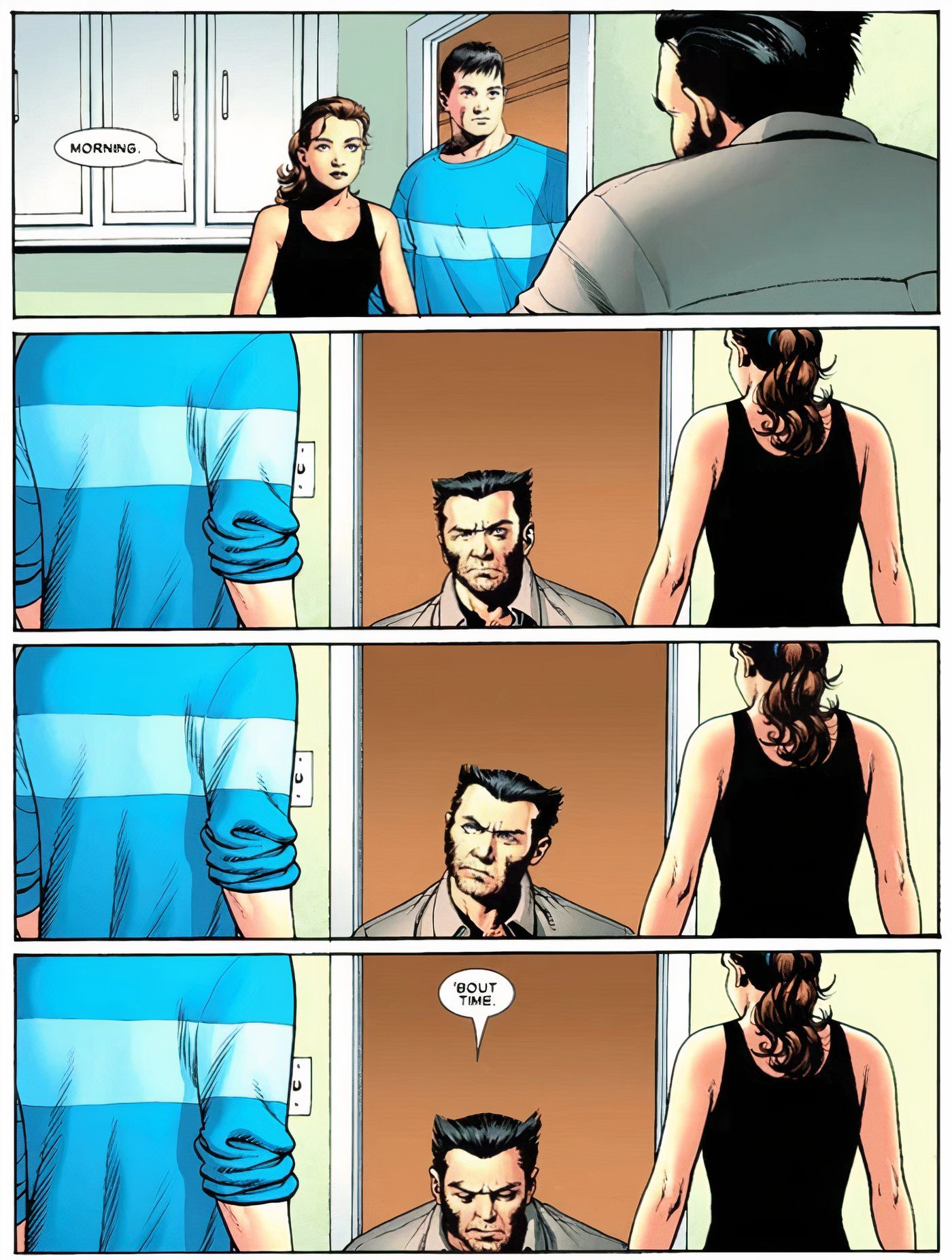 Wolverine consegue sentir o cheiro de que Kate Pryde e Colossus fizeram sexo.