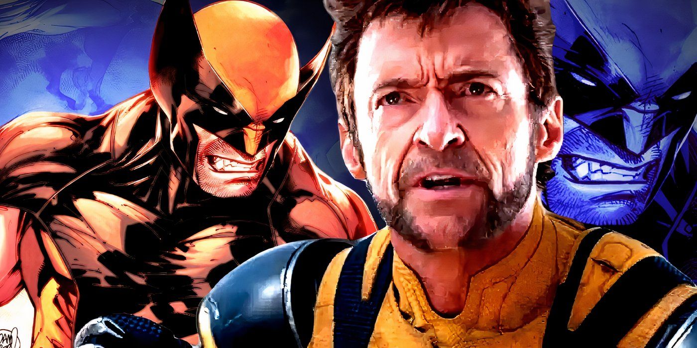 Wolverine Hugh Jackman con su homólogo de Marvel Comics detrás de él.