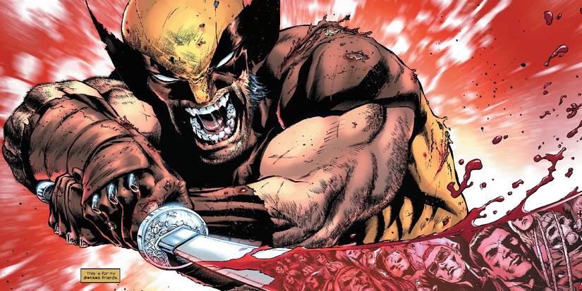 Comic book art: wolverine kills sabretooth with the muramasa blade