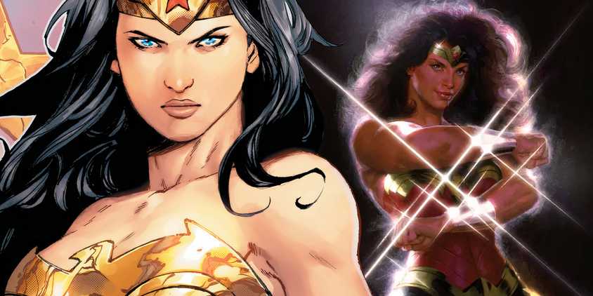Wonder Woman Standing Next To Movie Poster Diana DC Featured