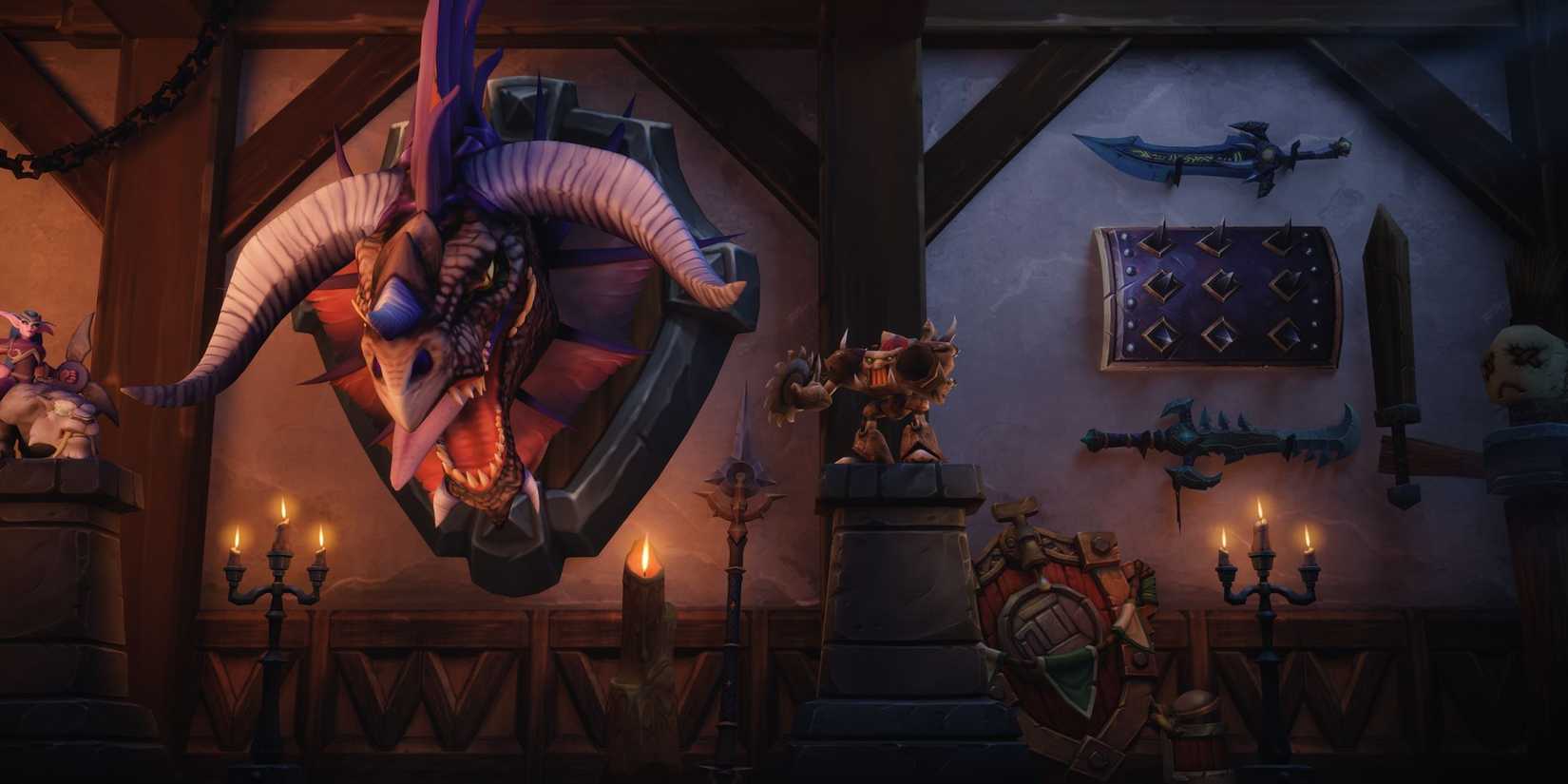 World of Warcraft Midnight Expansion teases player housing with decorations on the wall in a home