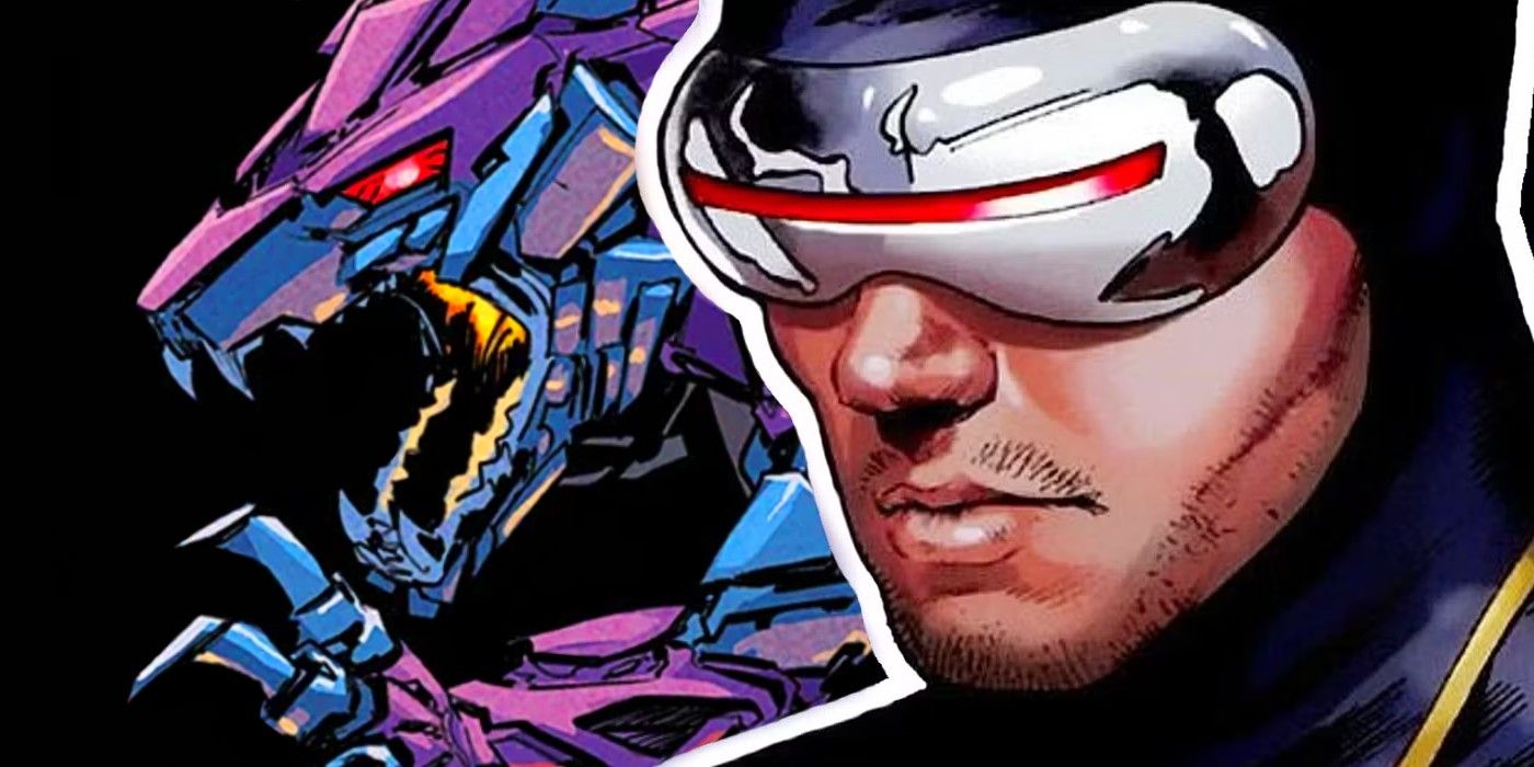 x-men&rsquo;s cyclops and a wolf-like sentinel