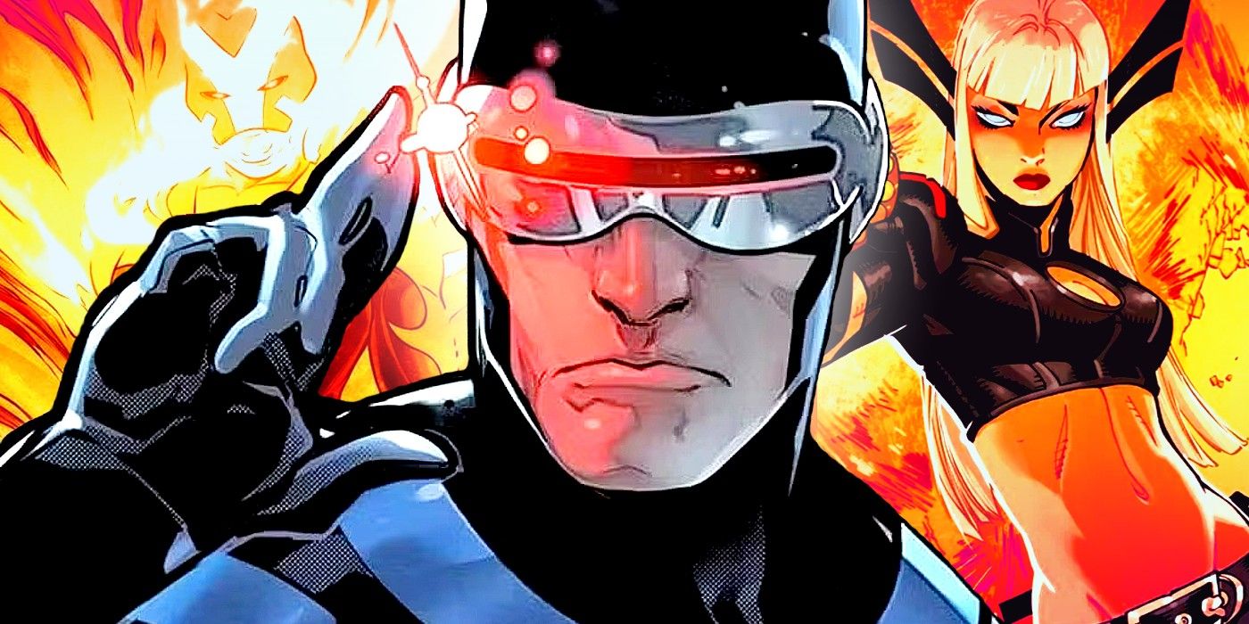 x-men cyclops con magia y fuego solar que representan mutantes superpoderosos pero no omega