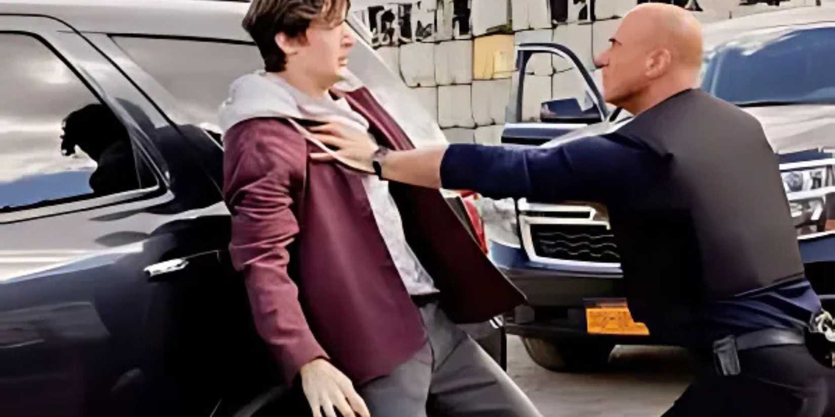 Christopher Meloni as Elliot Stabler Roughing Someone Up in Law & Order: Organized Crime