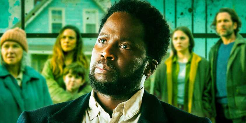 Boyd Stevens (Harold Perrineau) looking serious in front of the Matthew family and another resident in From