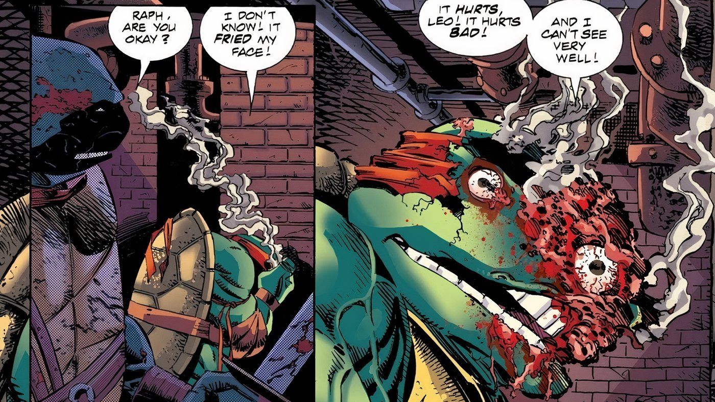 TMNT's Raphael getting his face melted off. 