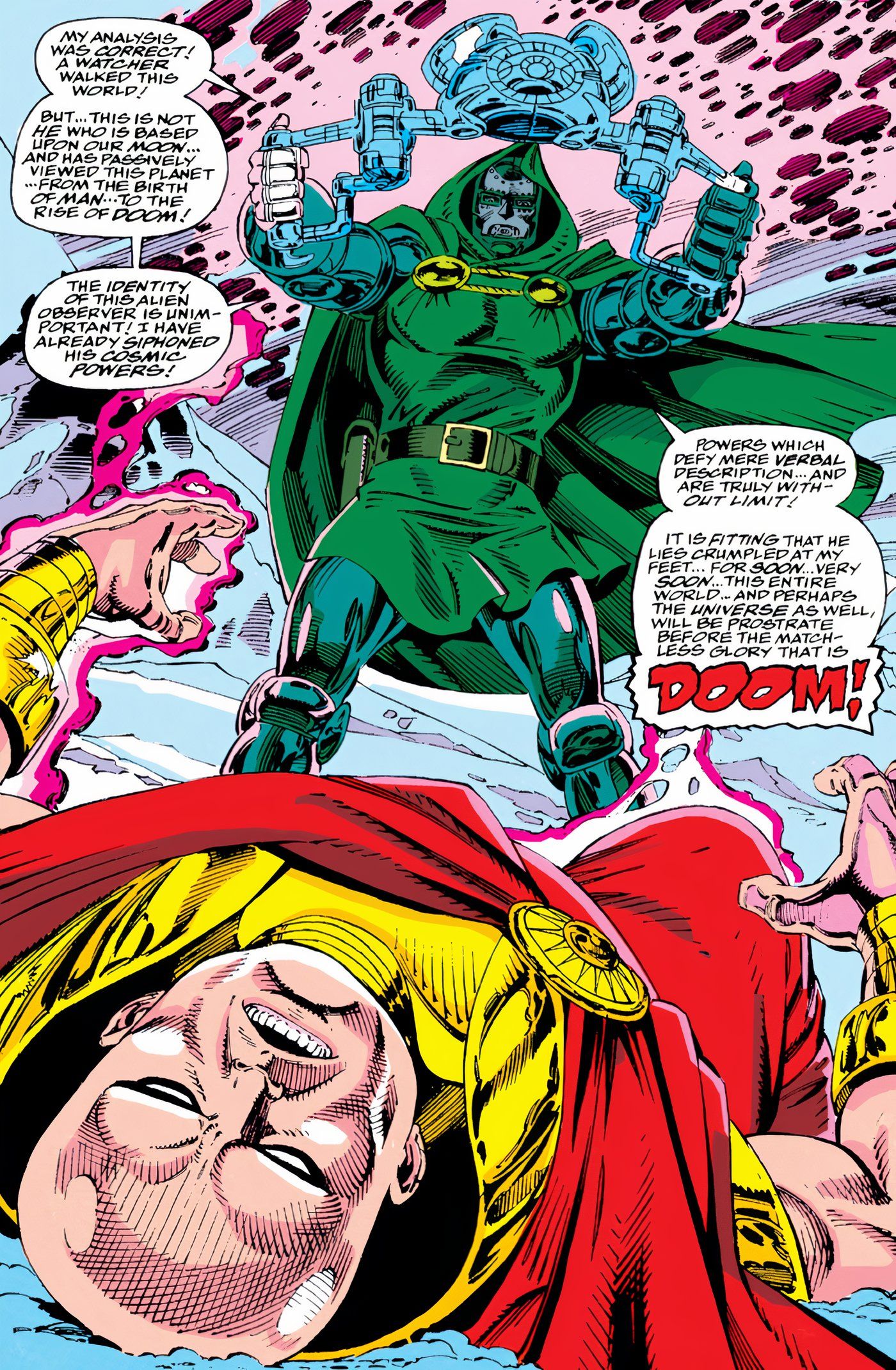 Doctor Doom stealing Aron the Watcher's power.