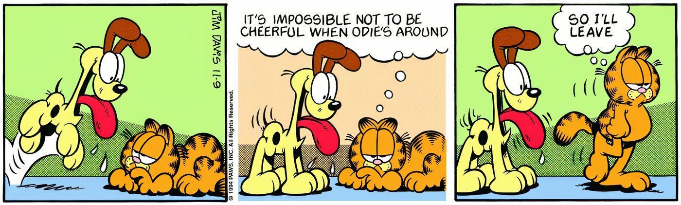 Garfield moving away from Odie. 