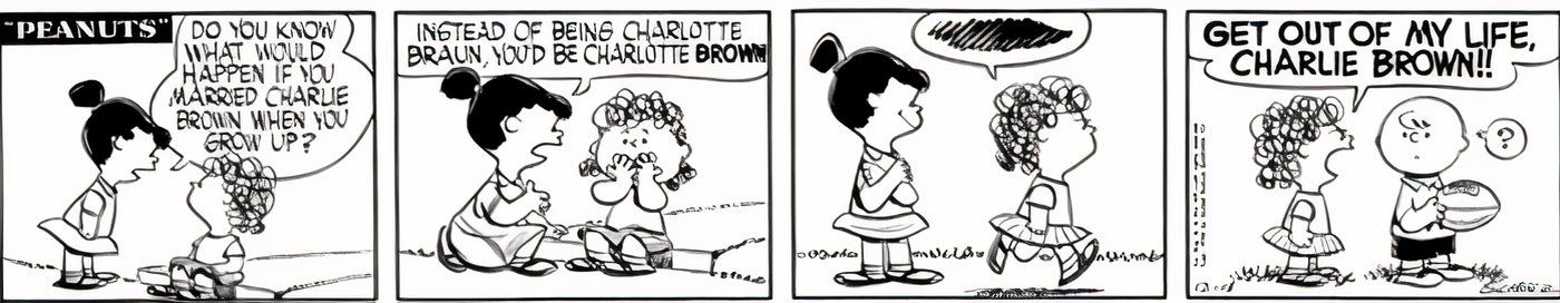 Violet dizendo a Charlotte Braun que ela deveria se casar com Charlie Brown.