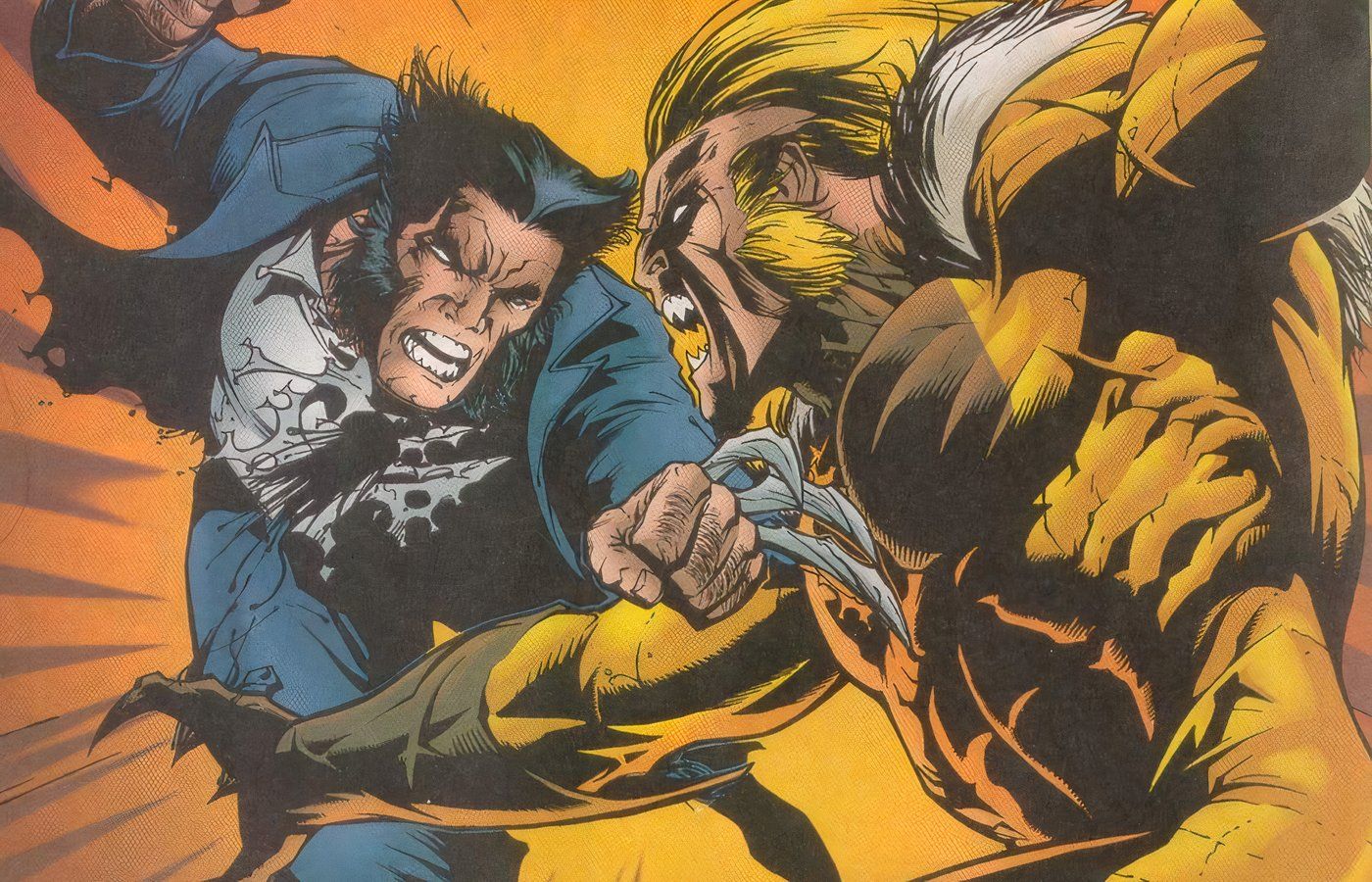 Wolverine fighting Sabretooth.