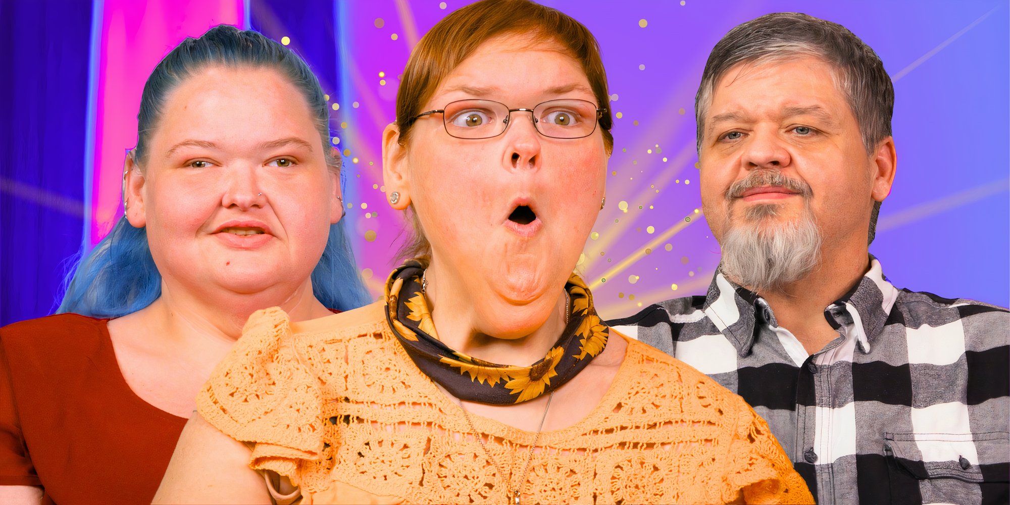 a montage of 1000-lb sisters Tammy slaton looking shocked with Amy slaton & Chris Combs