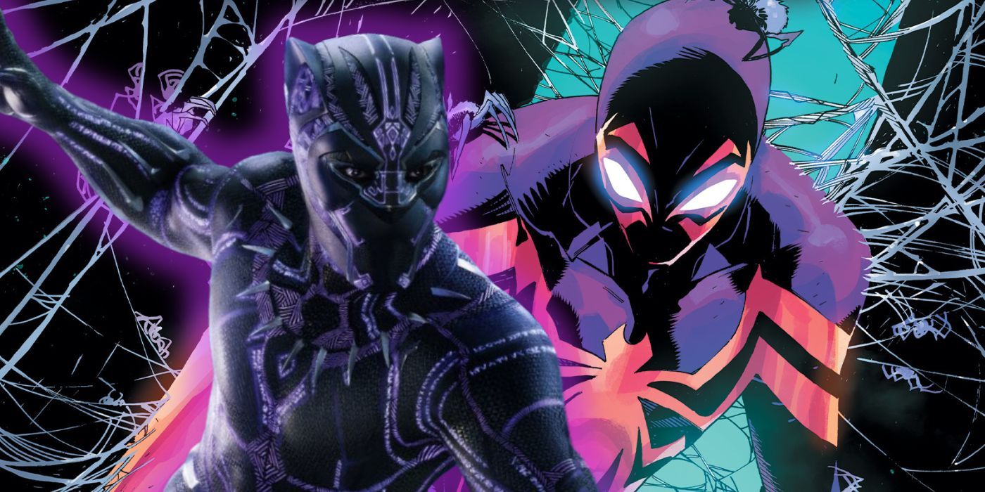 Black Panther dari MCU overlay di Miles Morales: Spider-Man #26 Art oleh Federico Vicentini