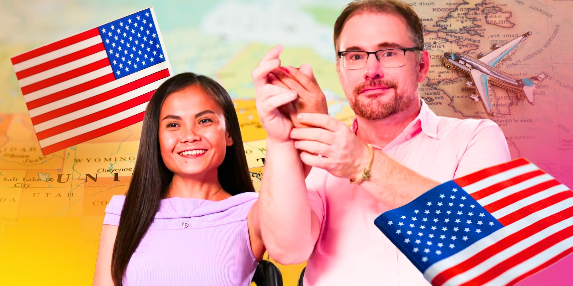 90 Day Fiancé’s Sheila and David Dangerfield smile with American flags.