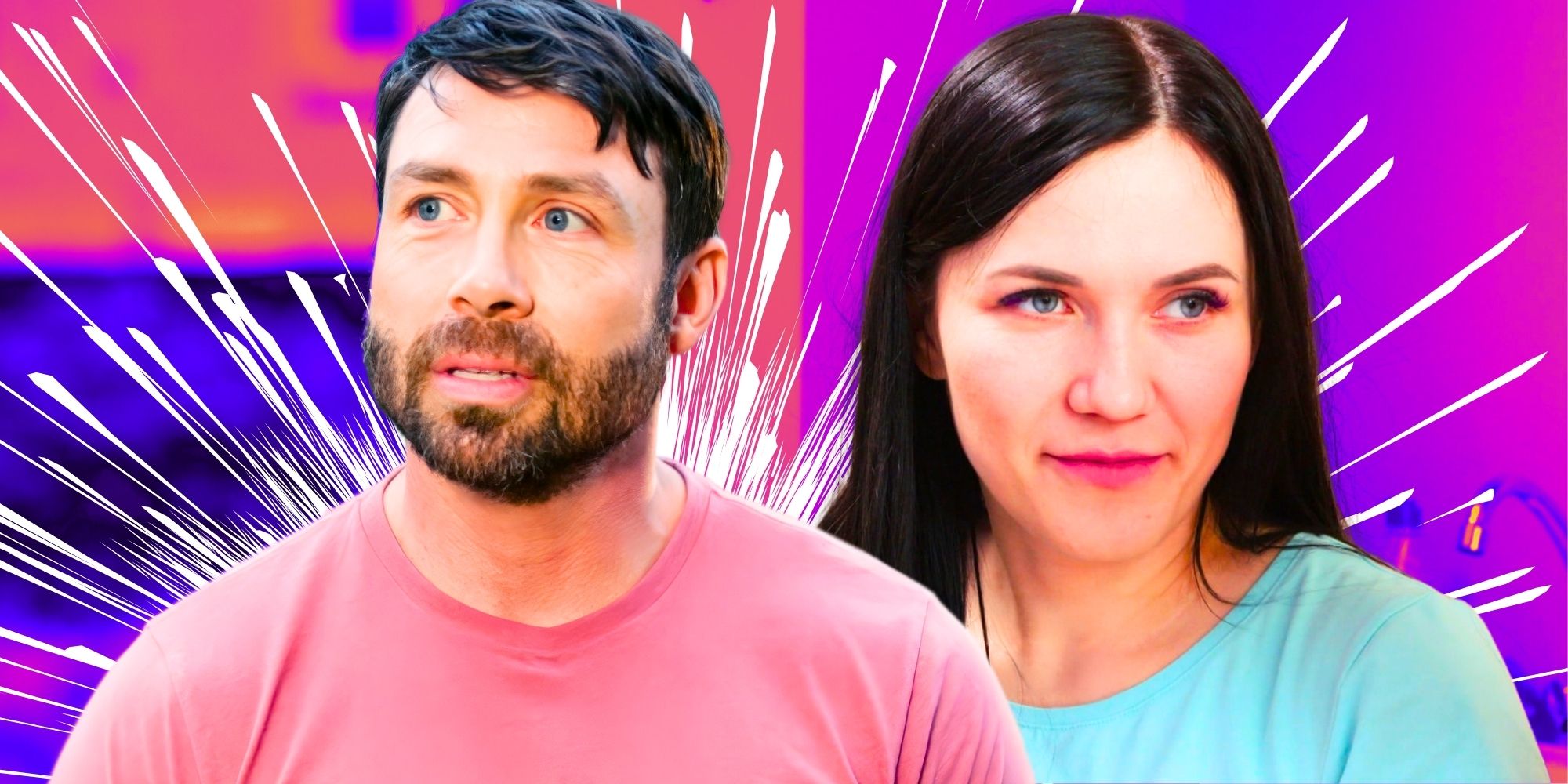 90 Day Fiance Geoffrey Paschel &amp; Varya Malina in side by side images with differnt facial expressions