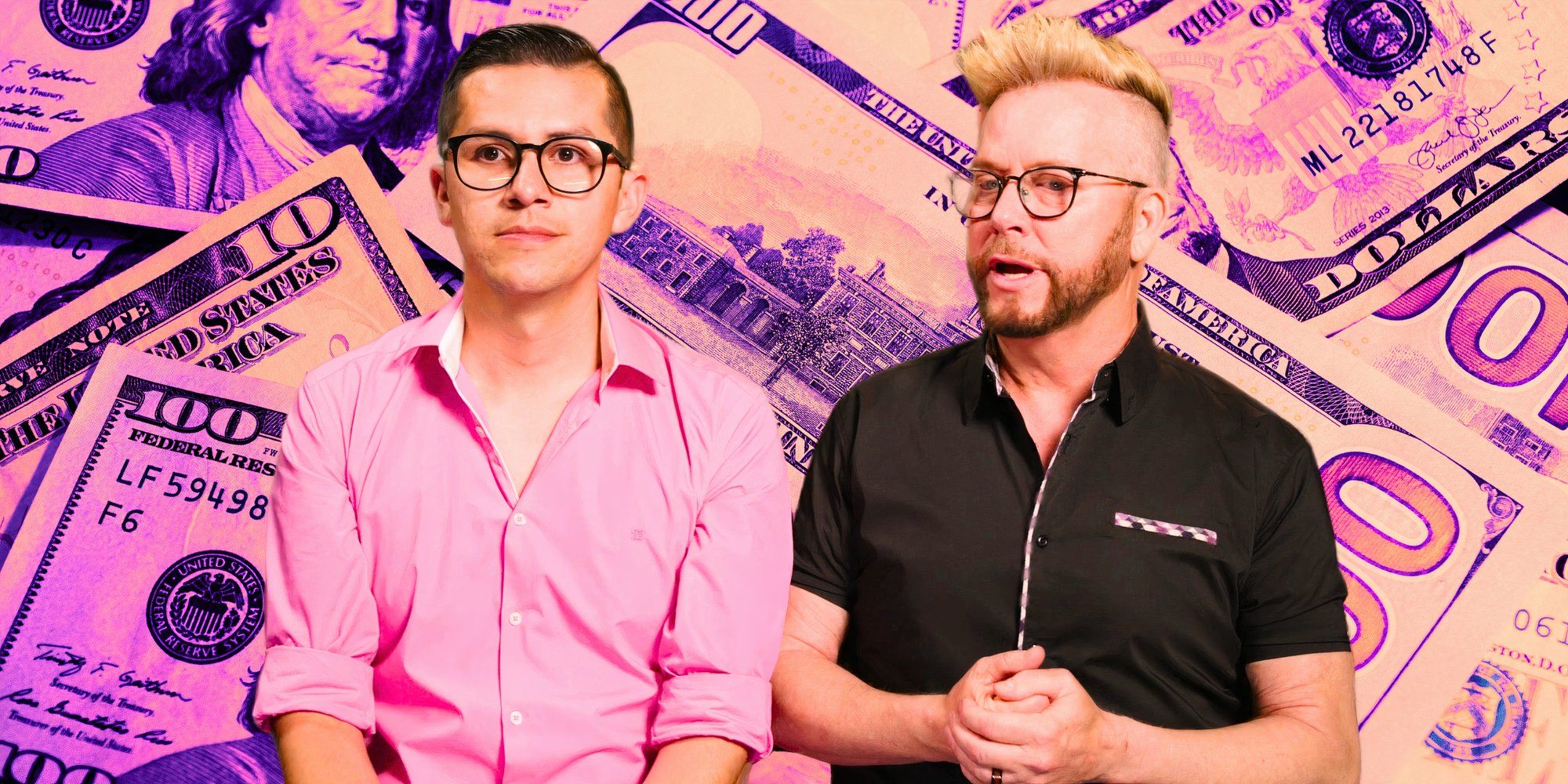 90 day fiance stars armando rubio and kenny niedermeier talking in montage with american money and pink palette