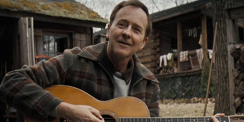 A Complete Unknown - Edward Norton playing a guitar