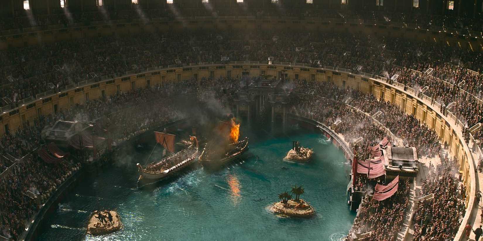 A naval battle in the Colosseum in Gladiator II