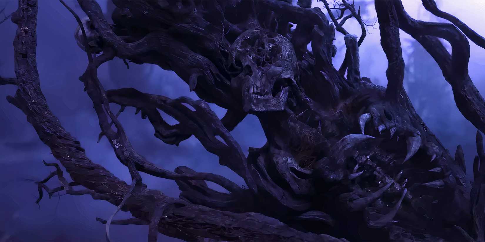 A skeleton embedded into a tree in The Gorge