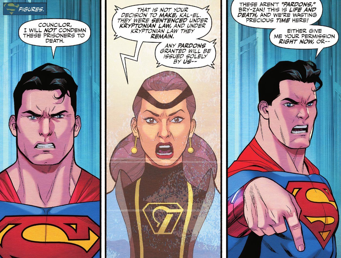 Action Comics 1078 Bry-Zan argues with Superman over his decision to free the Phantom Zone prisoners to save their lives-1