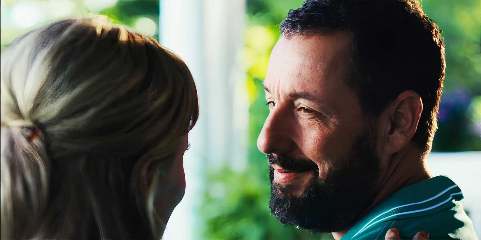 Adam Sandler looking at Julie Bowen in Happy Gilmore 2