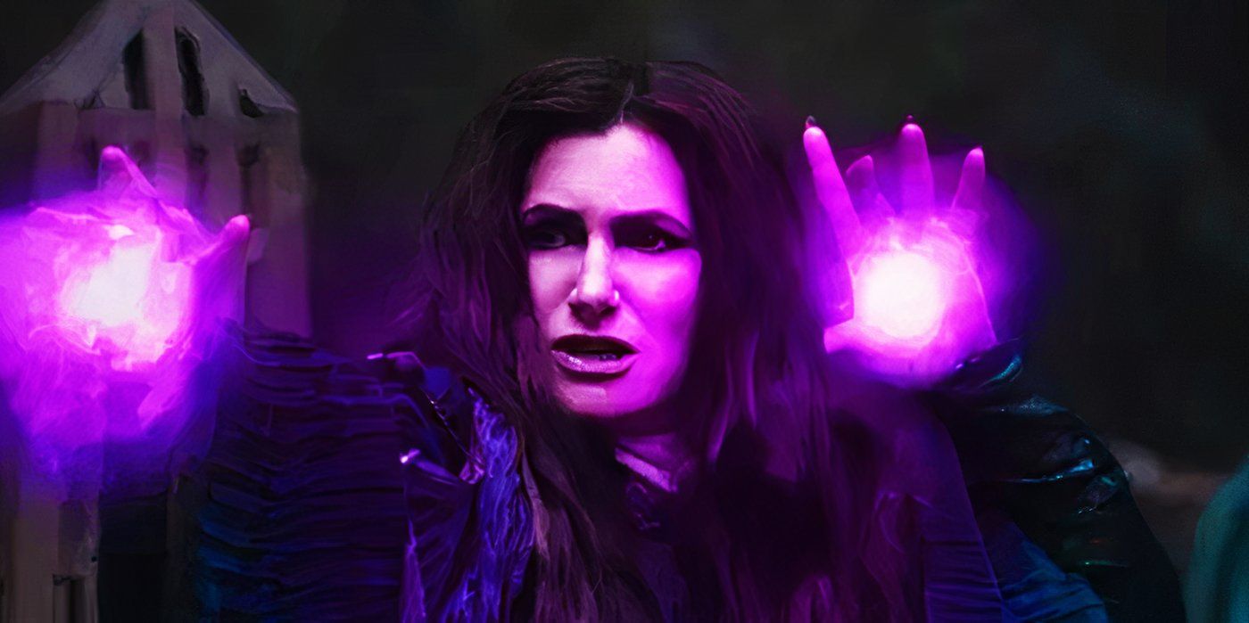 Agatha Harkness with purple magic in Agatha All Along