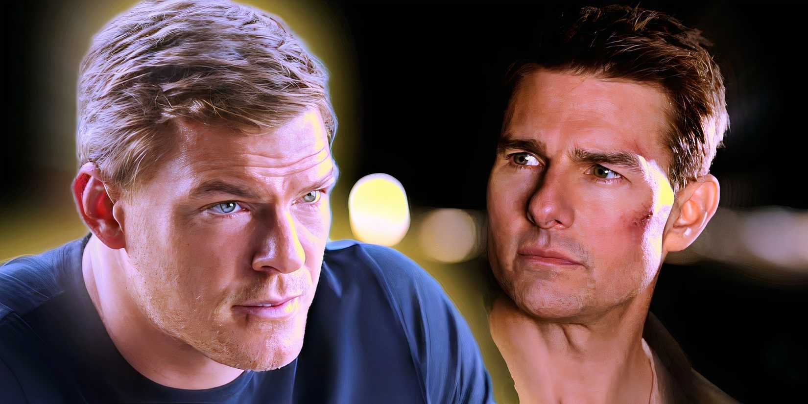 Alan Ritchson and Tom Cruise as Jack Reacher