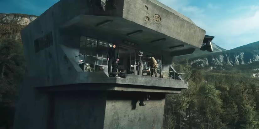 An exterior shot of Levi's tower in The Gorge