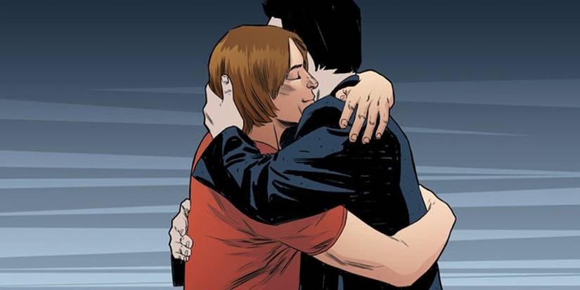 Comic book panel: Angel and Connor hug in Angel #44