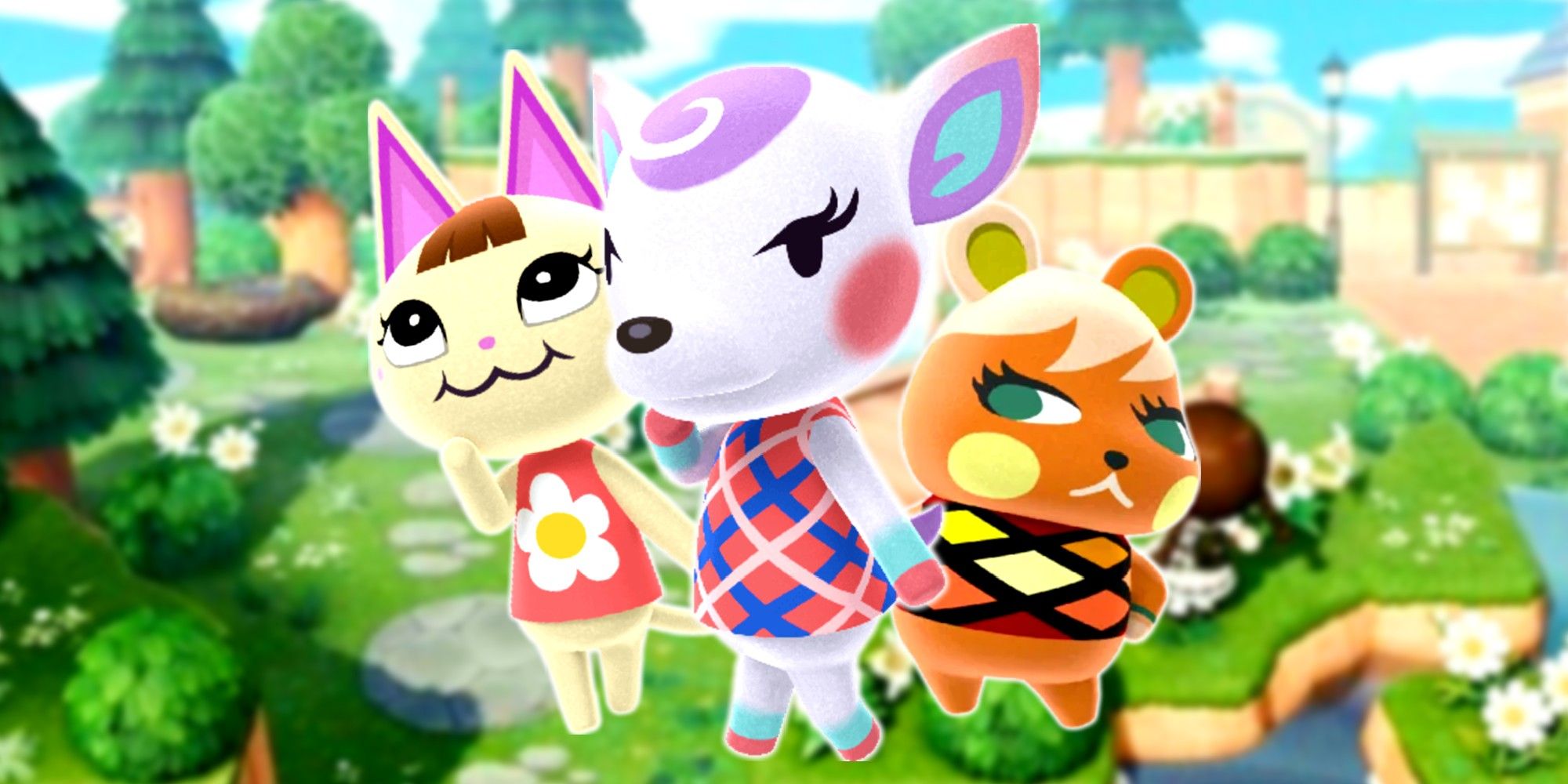 Animal Crossing New Horizons characters with diana in the front