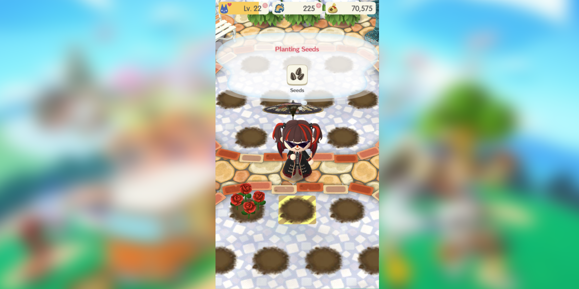 Animal Crossing Pocket Camp Full Player Avatar Gardening with planted roses