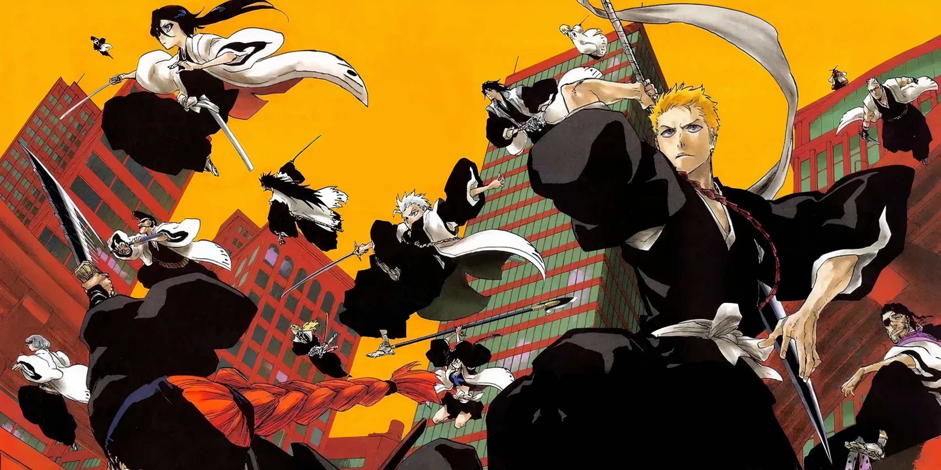 Bleach Thousand Year Blood War cast springs into action with their swords ready for battle.