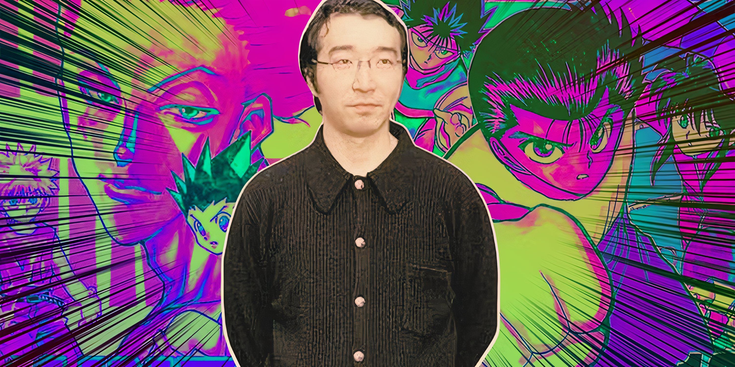 Yoshihiro Togashi stands with his arms behind his back.