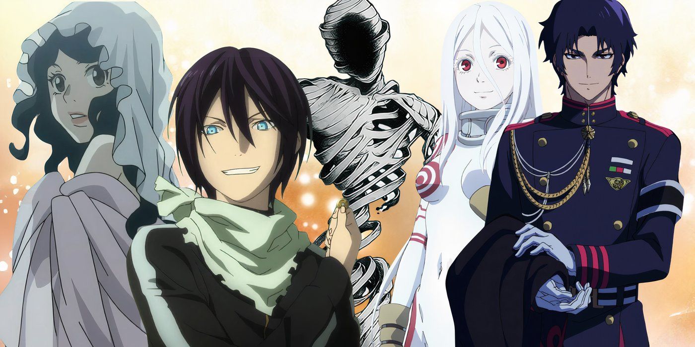 Characters from Princess Jellyfish, Noragami, Ajin: Demi Human, Deadman Wonderland, and Seraph of the End