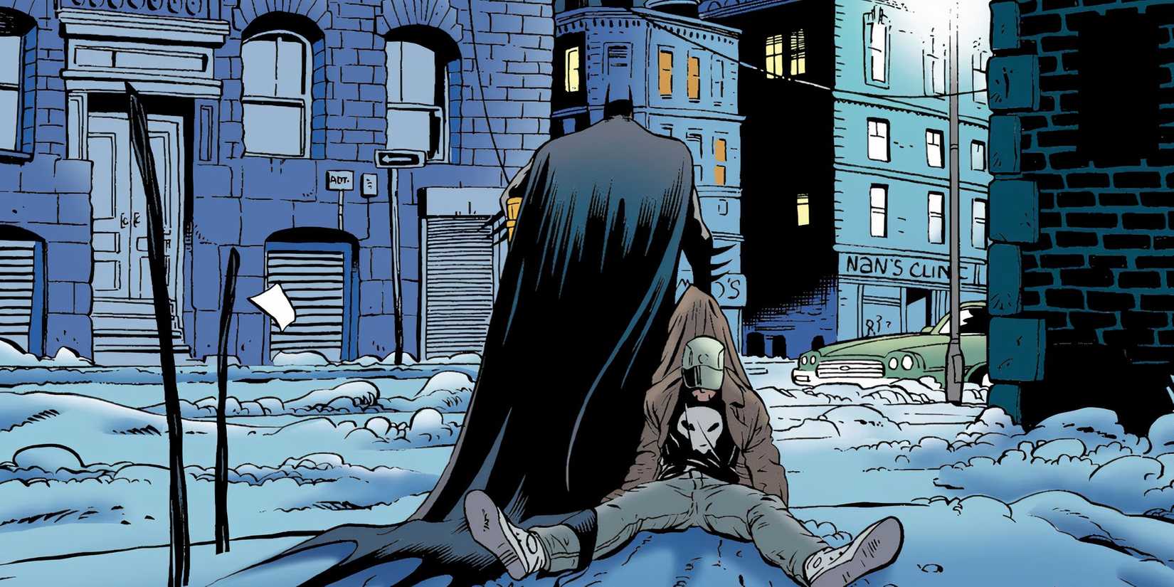Comic book art: Batman Apprehending Criminal and Getting Money Back DC