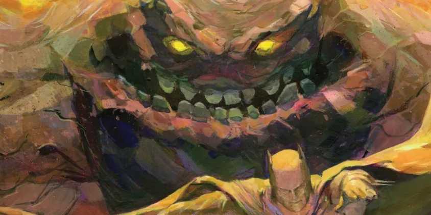 a close up of a drawing of the batman villain clayface