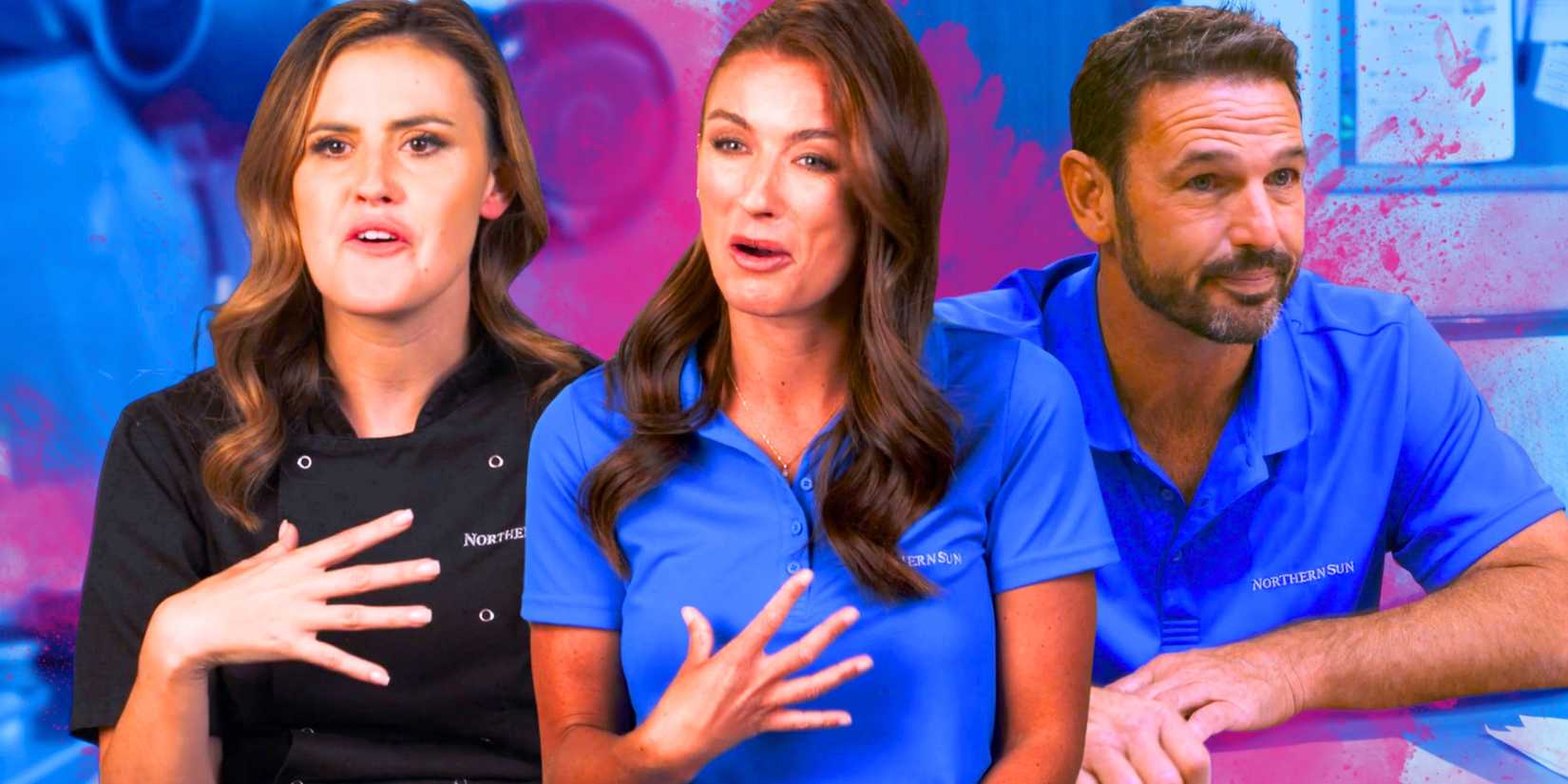 Below Deck Down Under's Jason Chambers, Tzarina Mace-Ralph and Aesha Scott in uniforms.