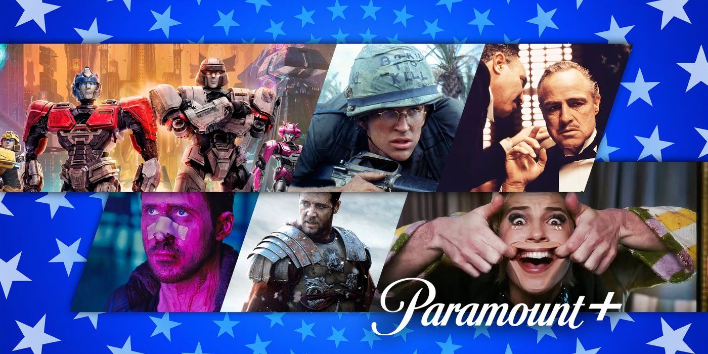 Collage of characters from Transformers One, The Godfather, Blade Runner 2049, Gladiator, and Smile 2