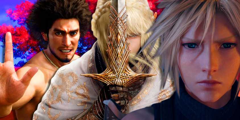 Ichiban from Like A Dragon: Infinite Wealth, Needle Knight from Elden Ring: Shadow of the Erdtree, and Cloud from Final Fantasy 7 Rebirth.
