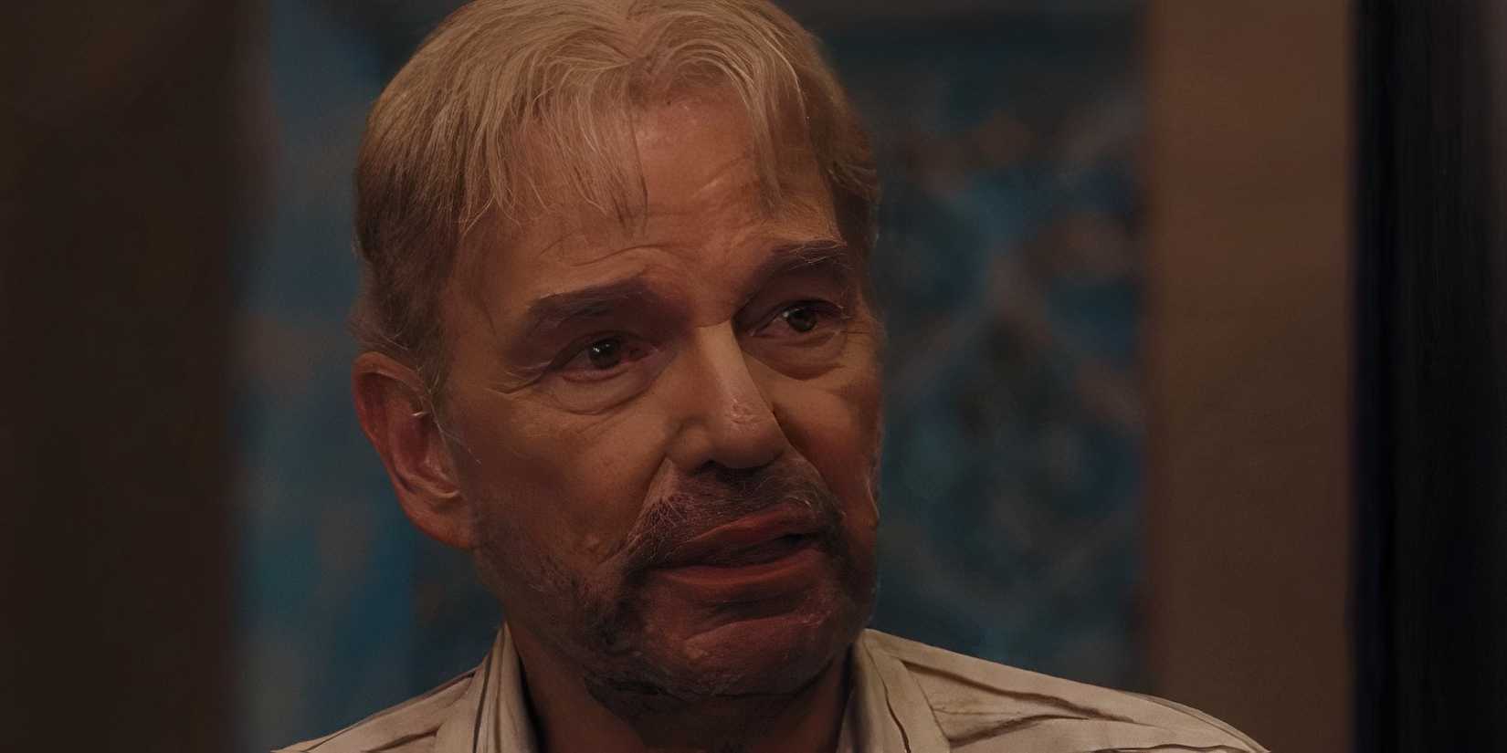 Billy Bob Thornton as Tommy looking worried in Landman