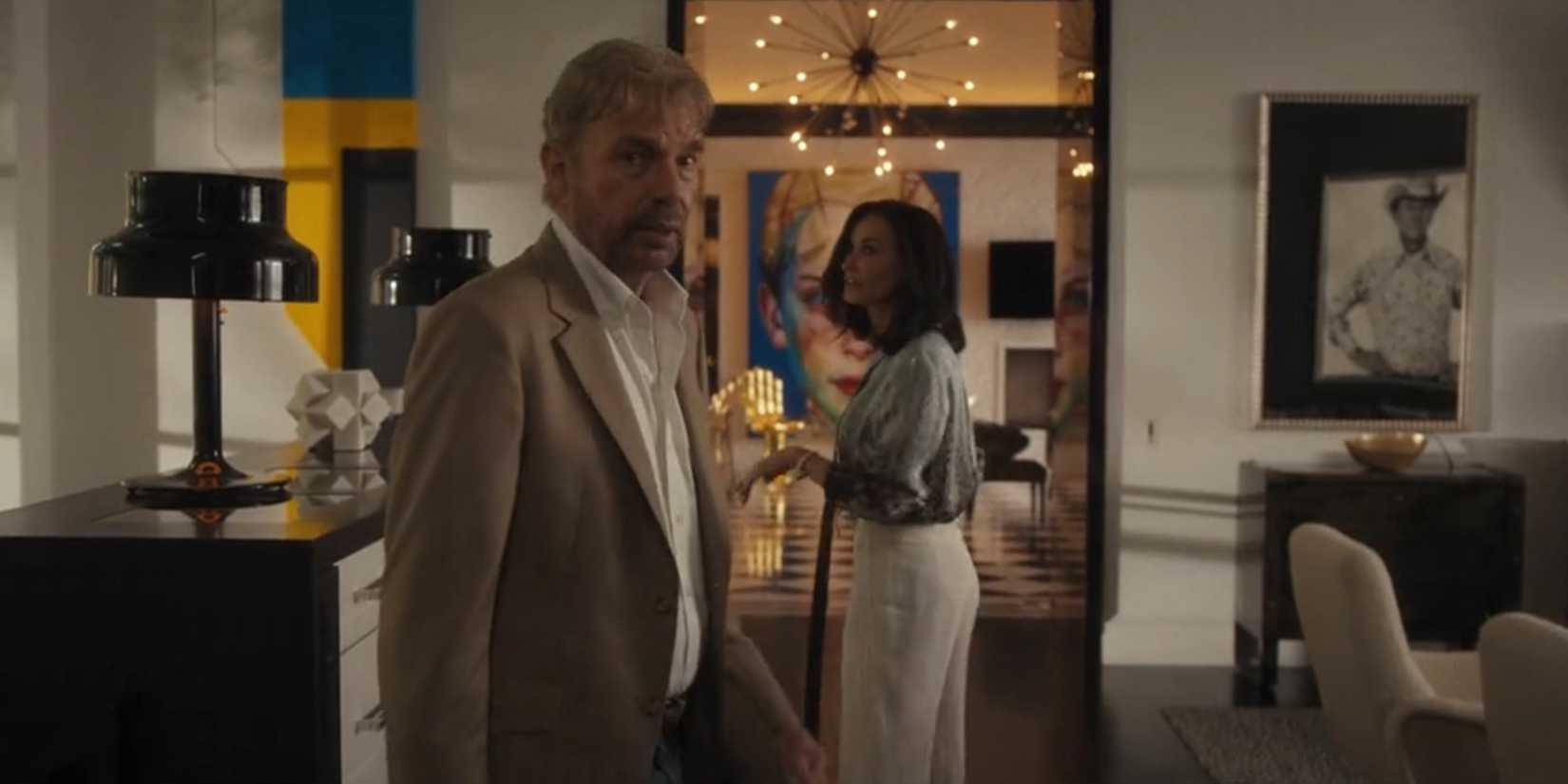 Tommy Norris (Billy Bob Thornton) and Cami Miller (Demi Moore) in Landman episode 6