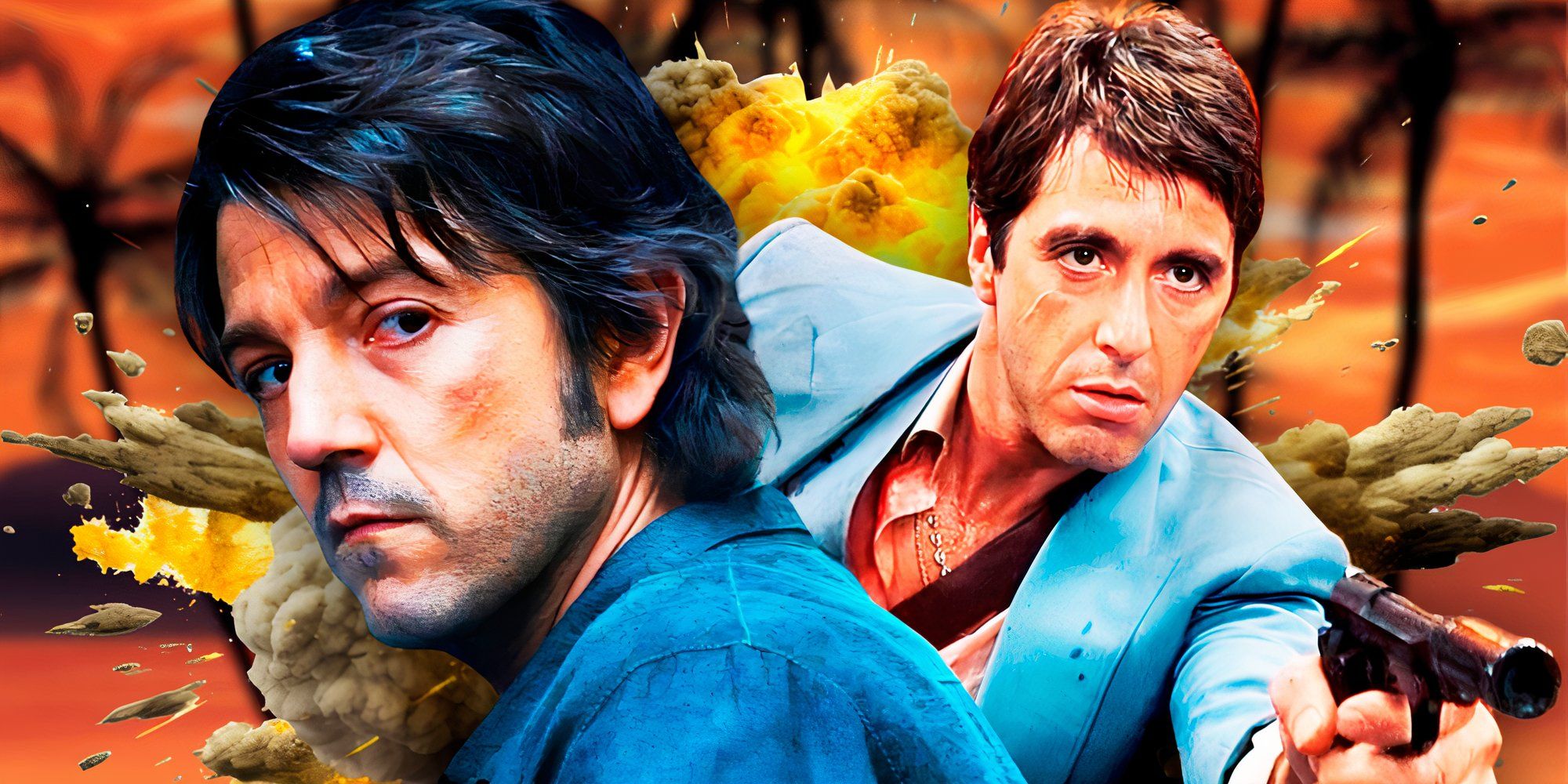 Blended image of Diego Luna, and Tony Montana in Scarface