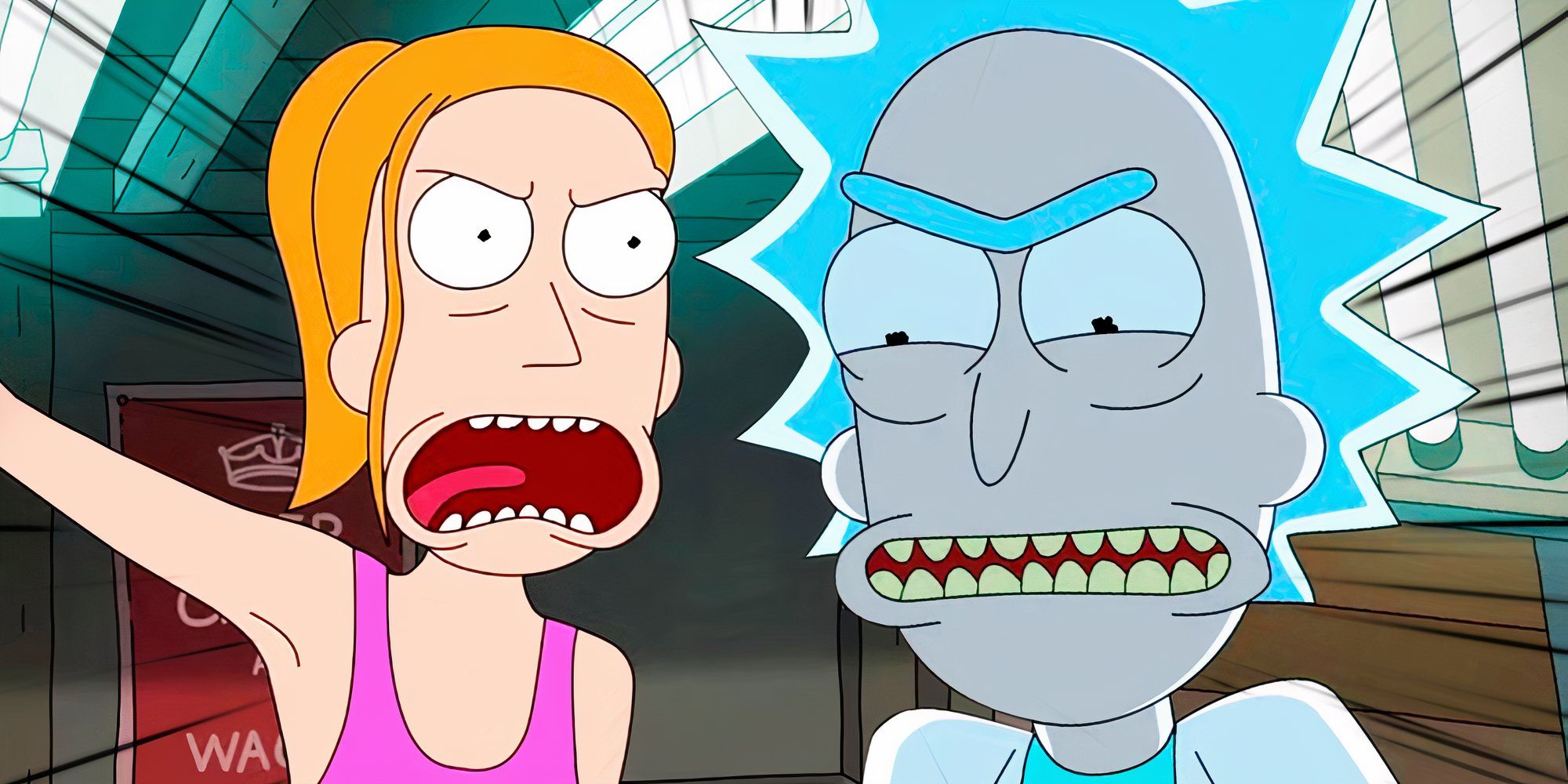 Blended image of Summer and Rick in Rick and Morty