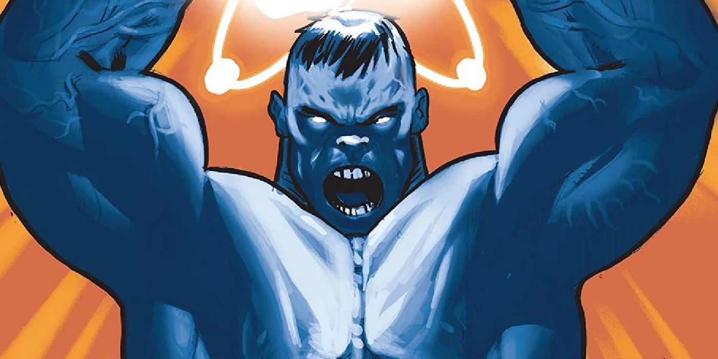 blue hulk wielding the uni-power as captain universe