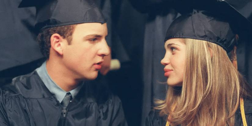 Cory and Topanga look at one another at graduation in Boy Meets World