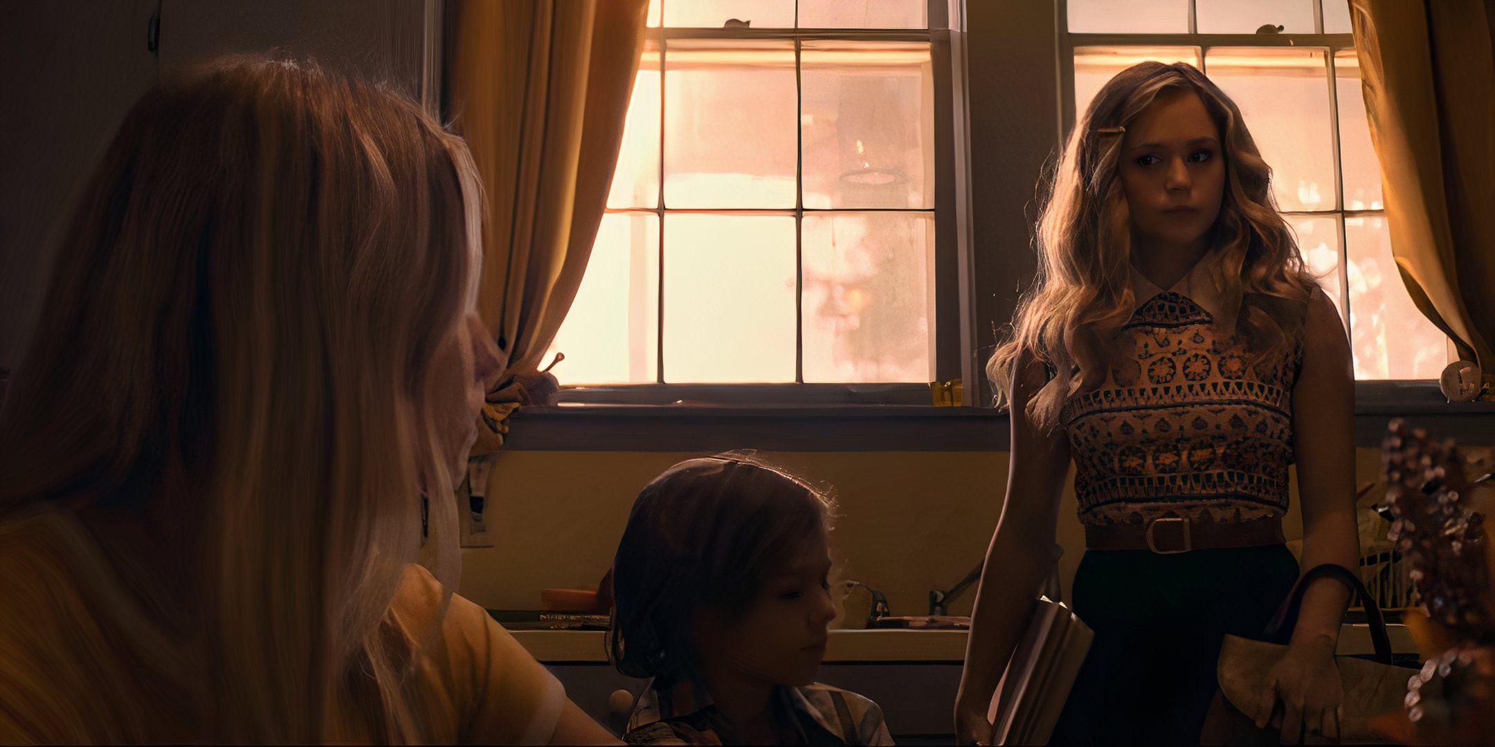 Brec Bassinger's Margaret looking angrily at Madison Wolfe's Annie in The Man in the White Van