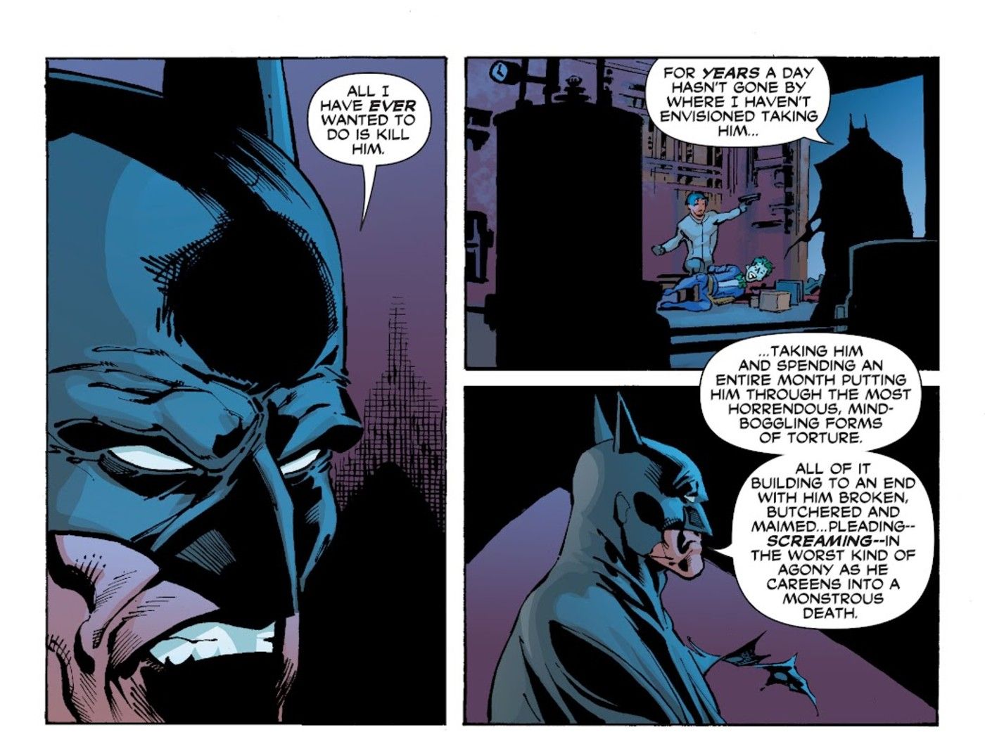 Bruce Wayne tells Jason Todd, aka Red Hood, how much he wants to kill the Joker in Batman #650 Under the Red Hood