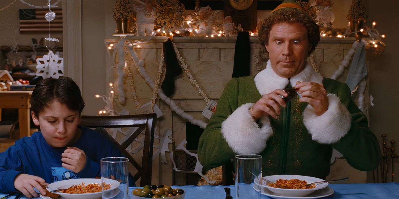 buddy eating and asking about syrup in elf (2003)